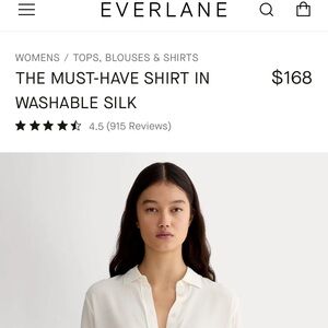 NWT Everlane Must Have Essential Silk Button front Blouse Off White size 0